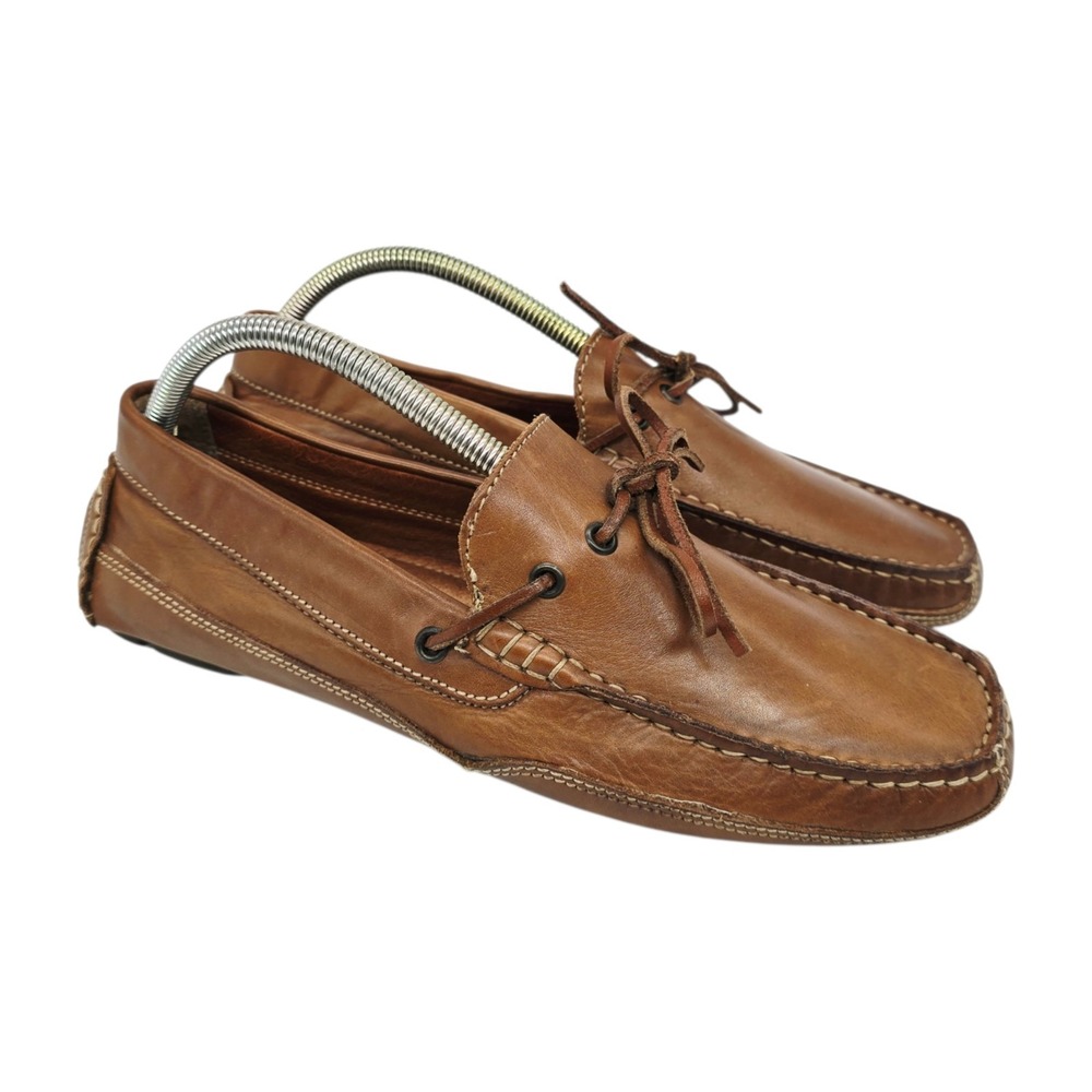 GH Bass Driving Shoes Mens 8 M Vern Brown Leather Moccasins Slip On Loafers